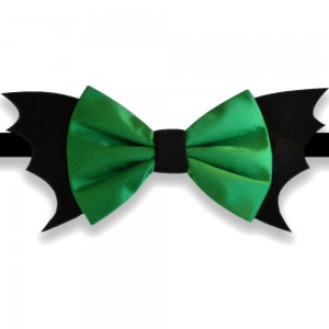  .Papion Halloween, negru si verde, model Aripi mari de liliac